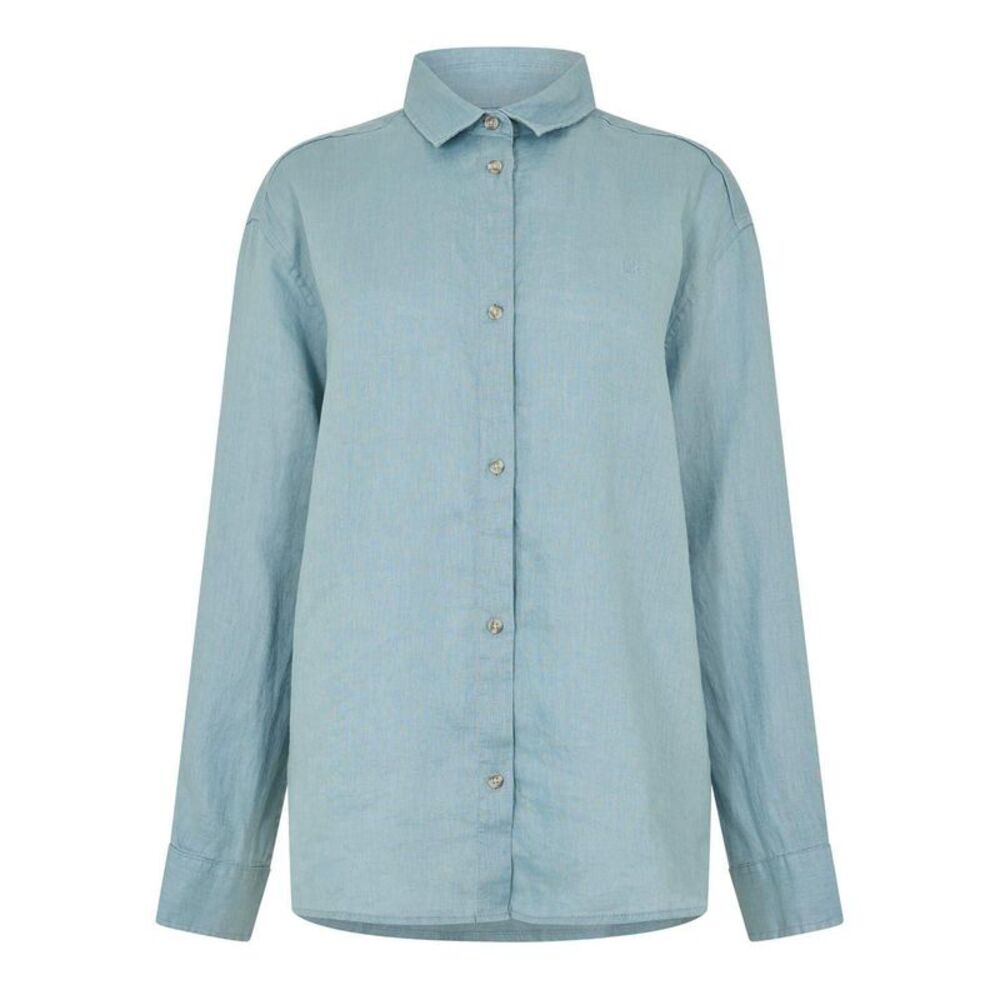 Timberland Womens/Ladies Linen Collared Long-Sleeved Shirt / Citadel Blue